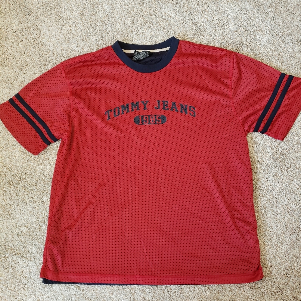 Tommy Hilfiger Spell Out Logo Mesh Short Sleeve Shirt Top